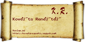Kováts Renátó névjegykártya